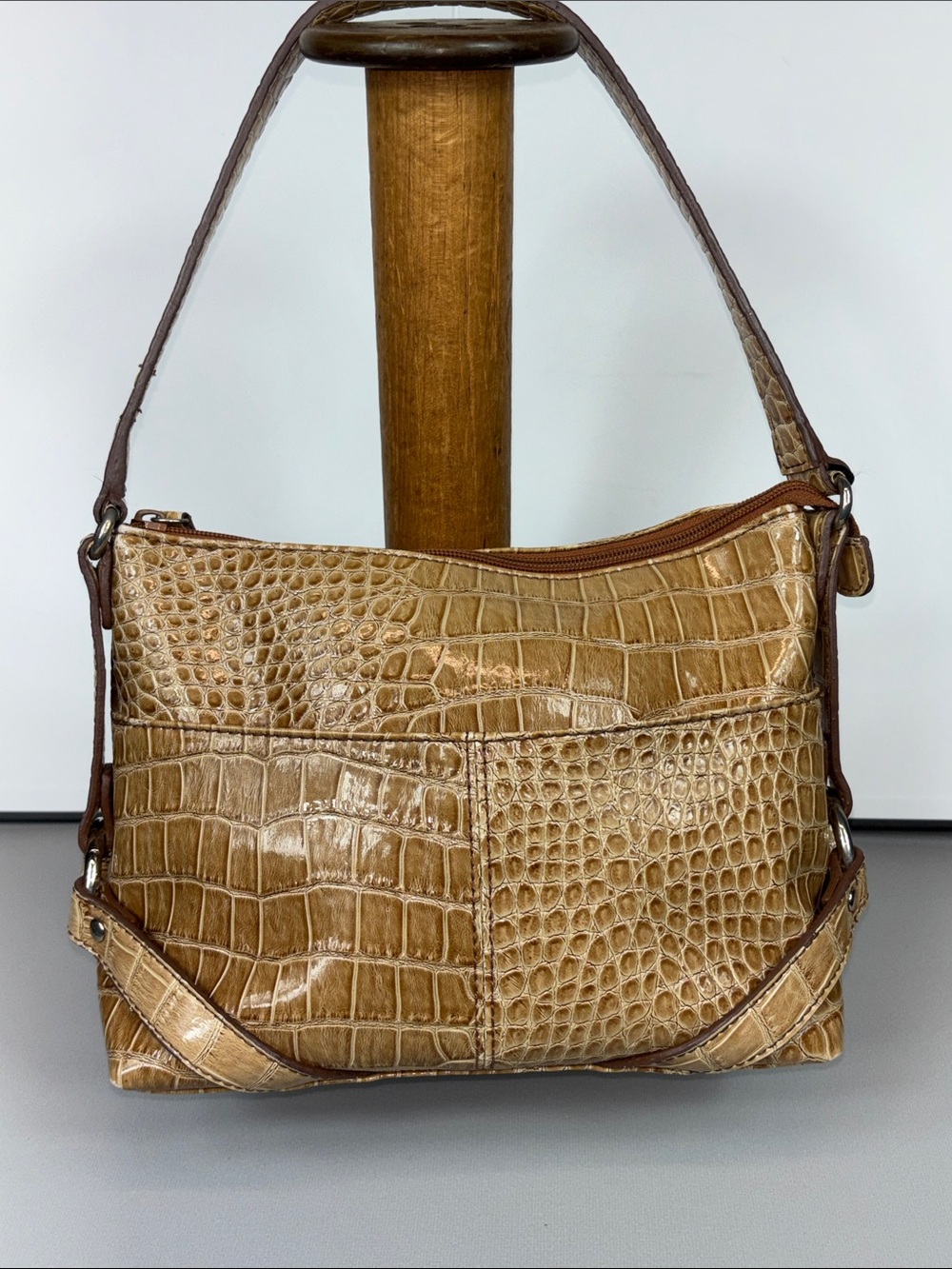 Classic Croc-Embossed Shoulder Bag in Tan ....>>>>>>Discounted Shipping